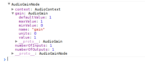 Webaudio gainnode devtools dump