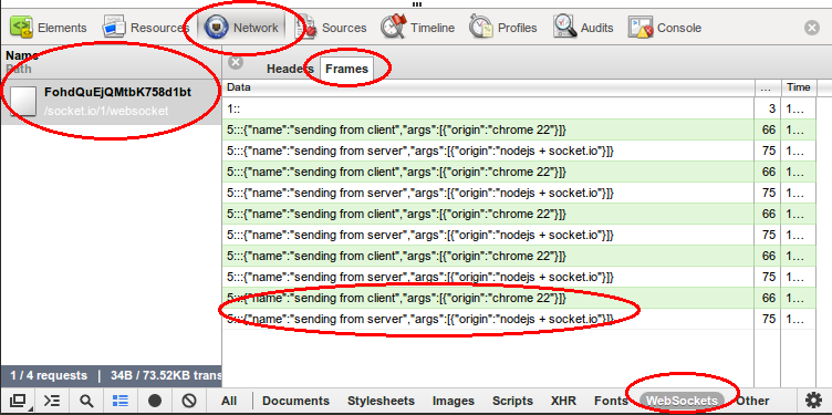 WebSockets Chrome Debugging