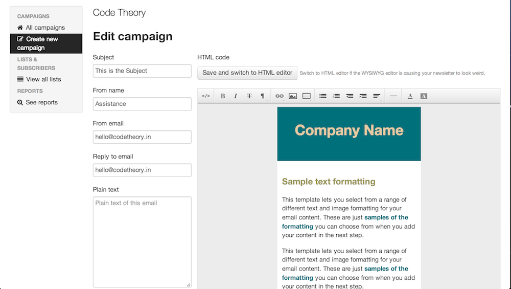 Sendy Creating Campaigns