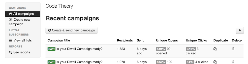Sendy List View Campaigns