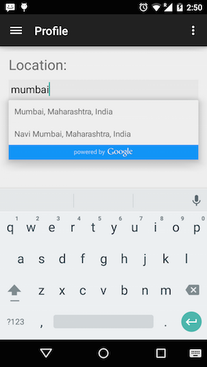 Google Place Autocomplete API Android
